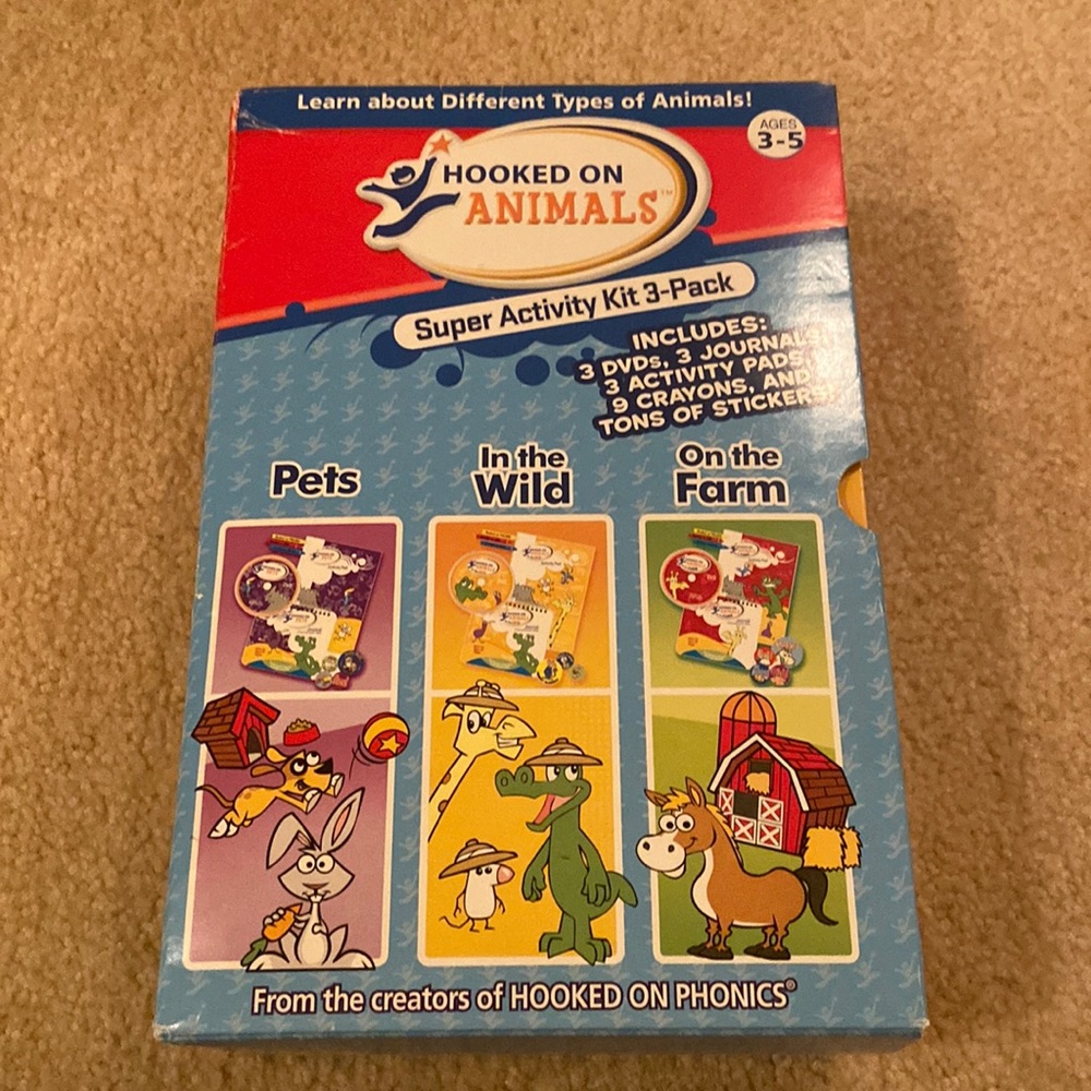 Hooked on Phonics Animals Super Activity kit 3 pack